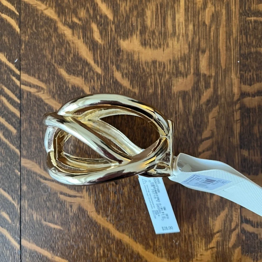 Gold Cuff Bracelet with Interwoven Bands